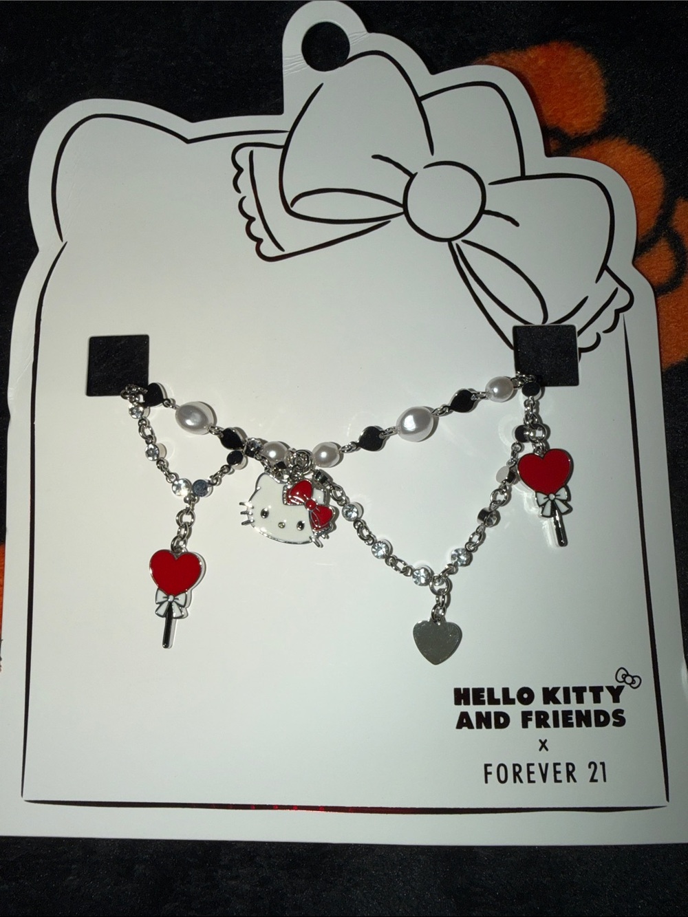 Forever 21 Silver & Red Hello Kitty Charm Bracelet for Kids